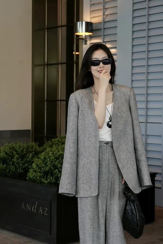 ESTELLICA 极简老钱风黑白细格西装长裤套装 21150 商品图4