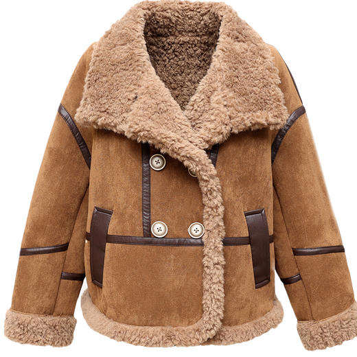 QYM 25XB525-Y时尚皮毛一体外套厚款保暖休闲短款气质优雅上衣 商品图4