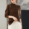 CC美拉德咖色针织打底衫女士秋冬内搭侧开叉上衣2025新款半高领毛衣 商品缩略图1