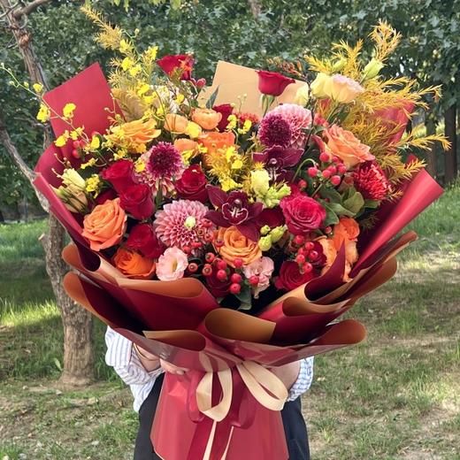 橘红色系混搭花束 商品图0