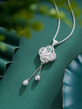 子佩集S990银【窗竹影摇】双面套链项链【DSDZ001】大师工坊原创作品花丝珐琅彩2509