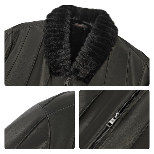 【山羊皮/水貂毛】柒牌立领皮衣2025冬季兔毛内胆防风高端外套男129J70640 商品图3