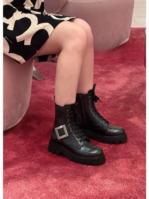 Roger Vivier 罗杰维维亚秋冬新款女靴 方扣中筒靴厚底英伦风马丁靴(DBG) 商品图1