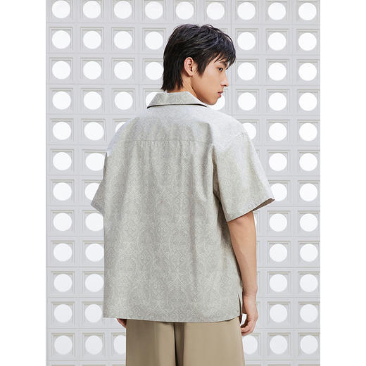 GXG男装 满印度假风衬衫古巴领短袖上衣通勤休闲男 2025夏季新品 商品图4