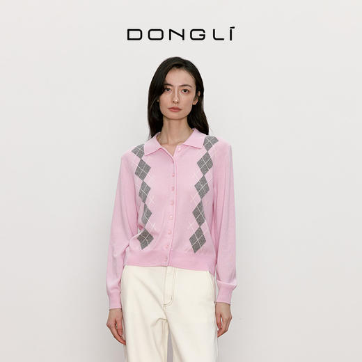 东黎 • 我不被驯化 山羊绒女士秋季学院风菱形格套衫 5160 商品图5