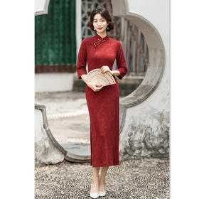 SKY 209651七分袖旗袍妈妈装旗袍裙