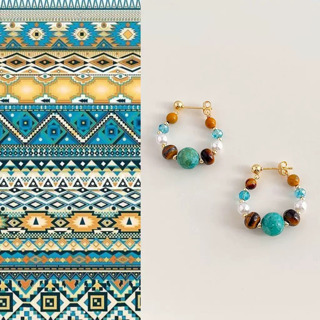 【雾时·天然石耳环】敦煌小众原创国风手作新中式 天然石耳环民族风文艺复古耳钉