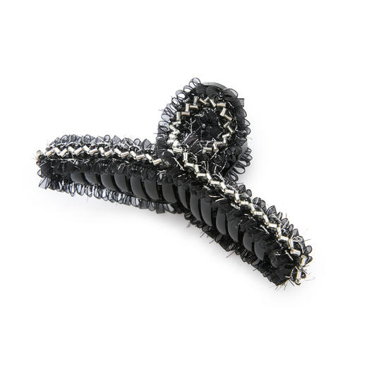 三彩2025新款法式复古网纱串珠带抓发夹香风约会头饰慵懒氛围感 商品图2