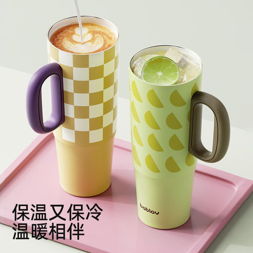 bablov巨无霸保温杯大容量吸管杯陶瓷覆层办公室水杯高颜值杯子女 商品图3