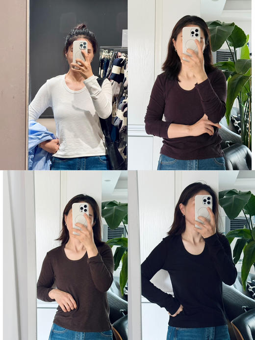 春秋打底｜显瘦锁骨杀~鹅蛋大领口长袖T恤打底衫包邮+三天无理由退换】 商品图3