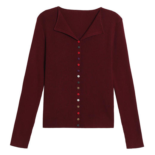 CC翻领彩色纽扣设计感针织衫长袖开衫早秋2025新款气质修身女士上衣 商品图4