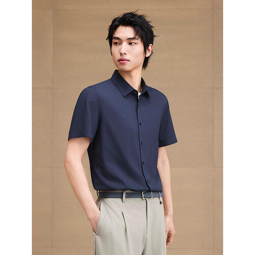 【凉感】GXG男装 简约商务男衬衫通勤正装衬衣 2025夏季新品 商品图3