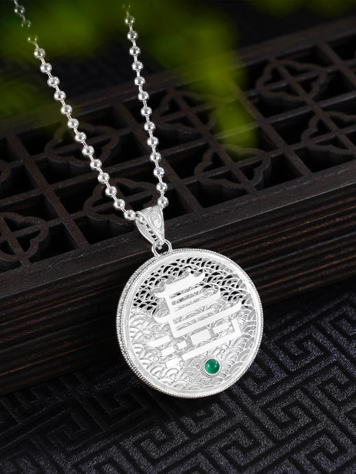 子佩集S990银【阁下天心】套链项链【DSDZ007】纯银花丝珐琅彩大师工坊原创作品2509 商品图4