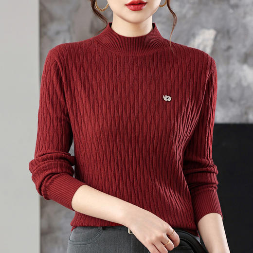 CC高级感毛衣女冬季新款洋气半高领针织衫时尚显瘦短款打底上衣百搭 商品图2