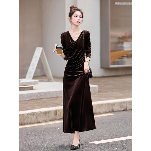 时尚收腰显瘦，轻熟风V领连衣裙HR-SNX3182 商品图0