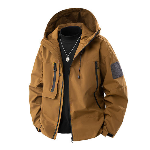 冲锋衣外套男2025春装新款男士韩版修身连帽肩贴户外夹克潮流新款新品 商品图1