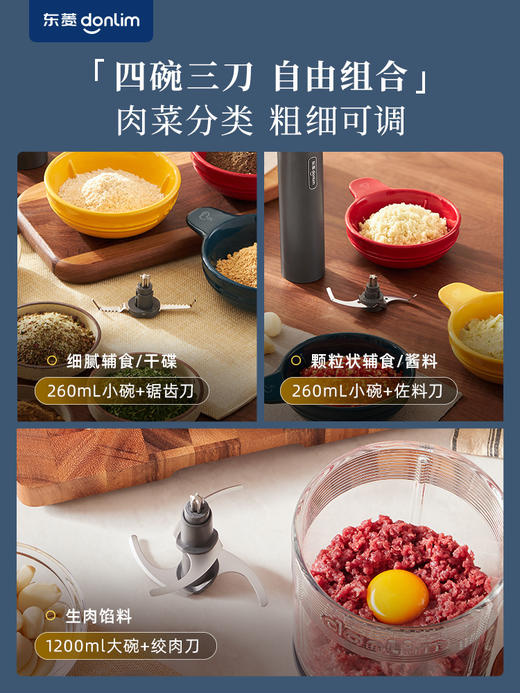 东菱绞肉机多功能家用电动小型料理机辅食绞菜碎肉搅拌机佐料机 钛金灰（玻璃碗款-）5028 商品图1