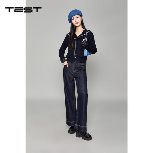 秋上新撞色条纹袖口海军领针织衫1253137 商品图1