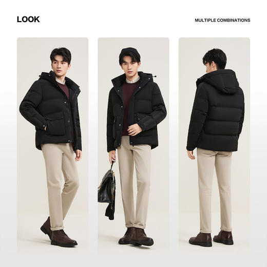 【RDS责任羽绒认证】柒牌连帽羽绒服男新款舒适保暖鸭绒防风外套129E71080 商品图2
