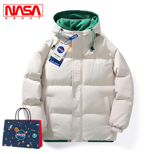 NASA ABOUT2024冬季新款连帽外套男宽松情侣棉衣加厚保暖羽绒棉服 商品图0