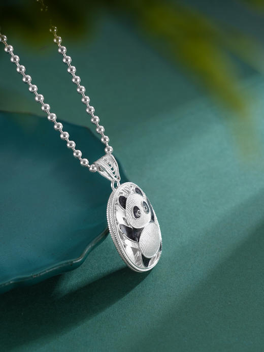 子佩集S990银【熊猫佩佩】情侣套链项链【DSDZ004】原创作品花丝珐琅彩双面吊坠2509 商品图4