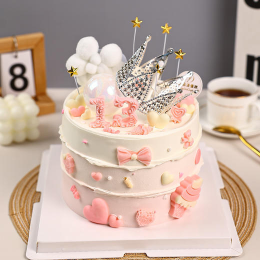 粉色系列-公主皇冠少女心奶油鲜果蛋糕【惠州】 商品图4