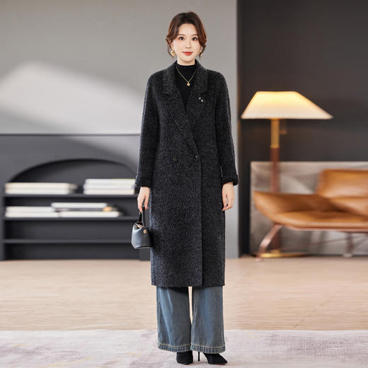 TC 53259西装领宽松双面呢羊毛绒大衣毛呢外套大码 商品图1