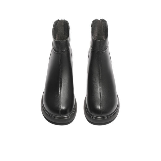 【云粉节】BF楼 森达超软羊皮短靴2025冬季新款简约粗高跟休闲靴XRN01吊牌价999活动价539 商品图2