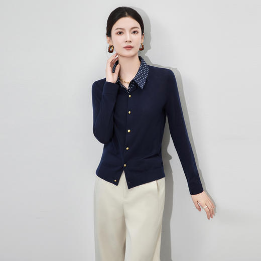 「高货wl」全新升级【铂金会员257/天猫339/差价82】(70040)洛诗琳超细美丽诺羊毛针织开衫2025秋季老钱风可卸领毛衫 商品图1