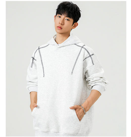 NASA美式青少年重磅明线连帽卫衣春秋季2025新款男士休闲运动外套 商品图4