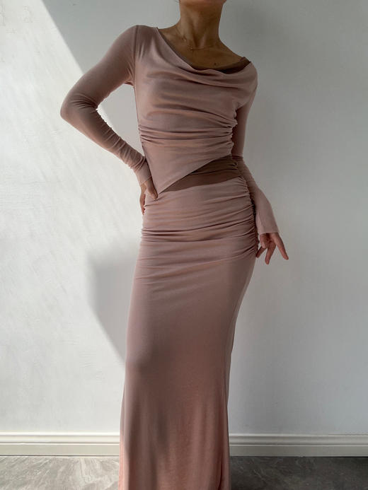 SIJIA｜AW2542 粉色针织双层半裙 商品图3