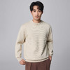 墨麦客男装纯色横纹肌理圆领针织衫男士冬季新款宽松休闲毛衣 商品缩略图4