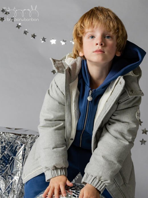 温暖磨毛连帽羽绒外套 商品图2