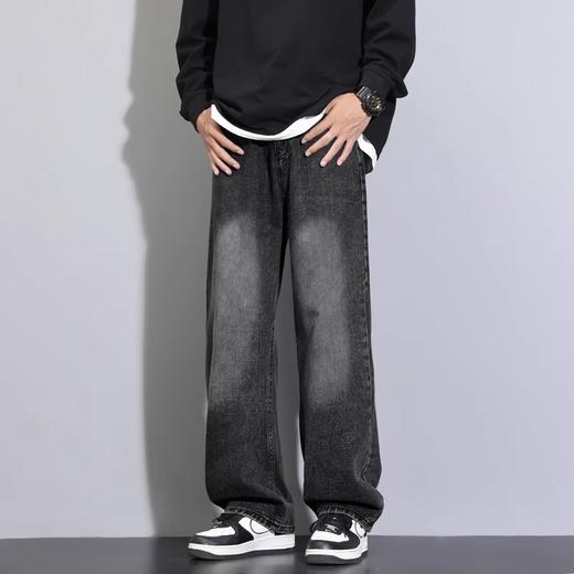 NASA烟黑色牛仔裤男春秋季2025新款宽松直筒长裤美式高街休闲裤子 商品图2