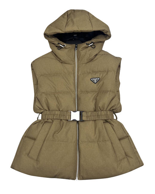 女款三角标连帽羽绒马甲P00 商品图0