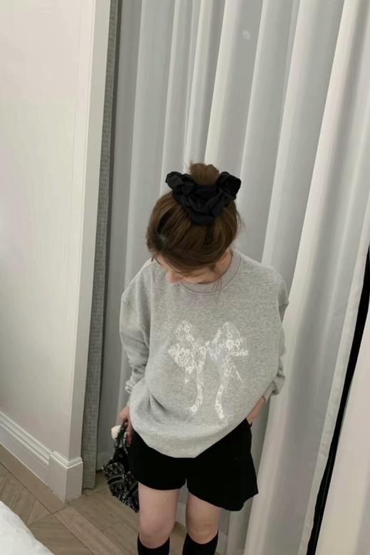 HAYES 甜美休闲蕾丝蝴蝶结灰色卫衣 21041 商品图2