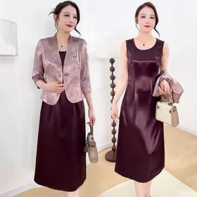 QYM 79C2516-Y外套+无袖连衣裙中长款A字裙两件套裙