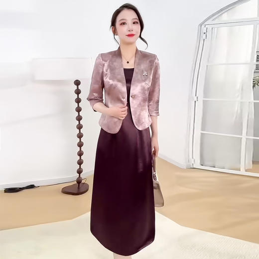 QYM 79C2516-Y外套+无袖连衣裙中长款A字裙两件套裙 商品图3