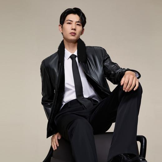 【山羊皮/水貂毛】柒牌立领皮衣2025冬季兔毛内胆防风高端外套男129J70640 商品图1