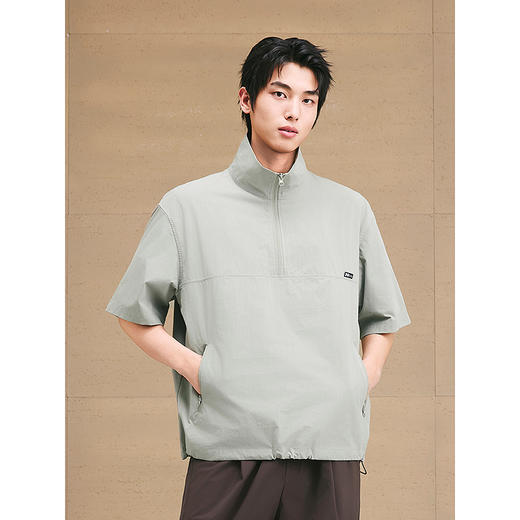 GXG男装 半开襟立领短袖衬衫通勤户外工装衬衣上装 2025夏季新品 商品图2