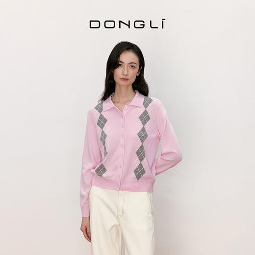 东黎 • 我不被驯化 山羊绒女士秋季学院风菱形格套衫 5160 商品图6