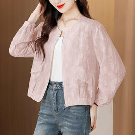 KQL时尚圆领提花拉链夹克外套女2025秋季新款休闲短款百搭棒球服批发