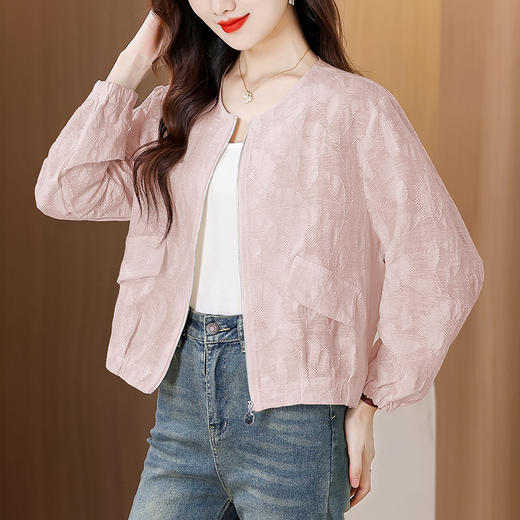 KQL时尚圆领提花拉链夹克外套女2025秋季新款休闲短款百搭棒球服批发 商品图0