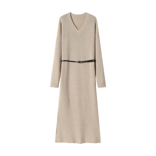 HR XF5821侧开叉针织连衣裙过膝毛衣裙气质显瘦 商品图4