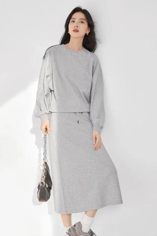 DUIBAI对白 灰色休闲卫衣半裙套装 21161 商品图1