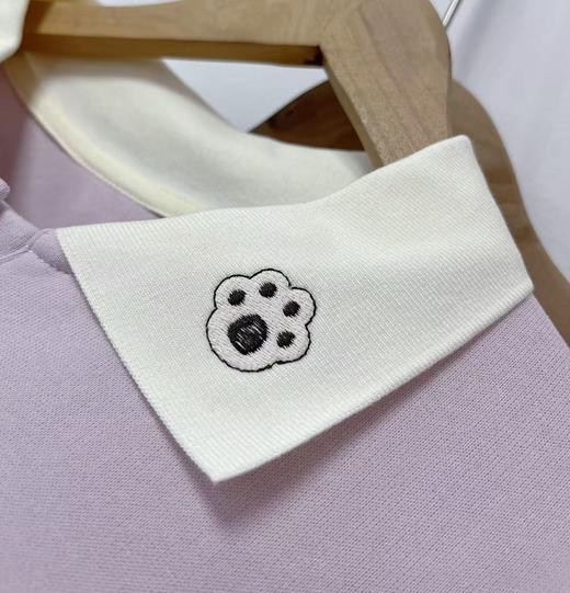 【工艺系列卫衣】刺绣款～95%棉卡通可爱猫拼色领卫衣-喜出 商品图5