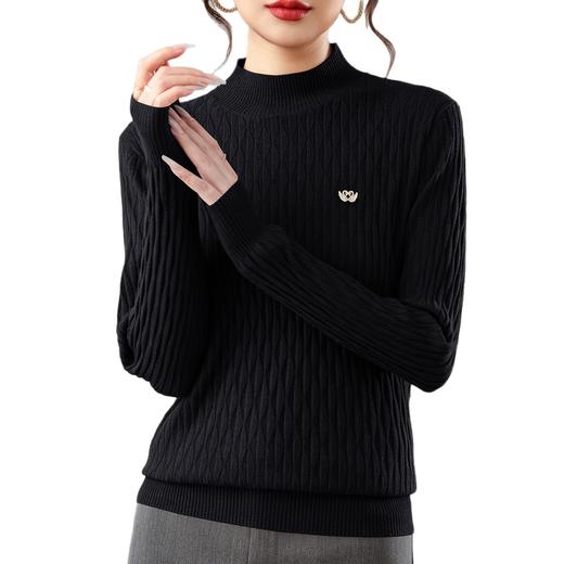 CC高级感毛衣女冬季新款洋气半高领针织衫时尚显瘦短款打底上衣百搭 商品图4