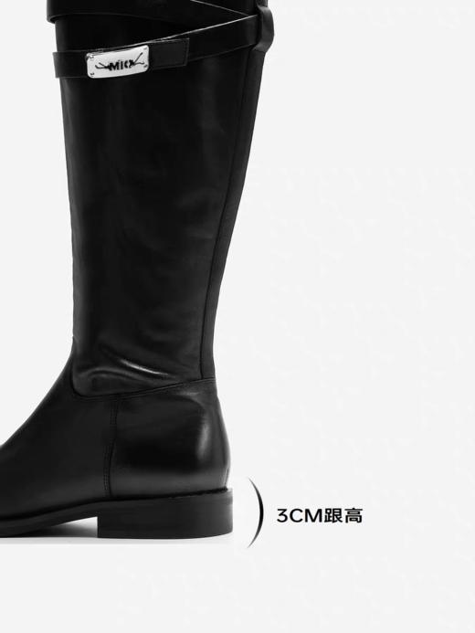【云粉节】BF楼MIO米奥骑士靴2025冬季新款圆头粗跟增高美拉德纯色褶皱拉链女靴M255868992吊牌价2898活动价2463 商品图3