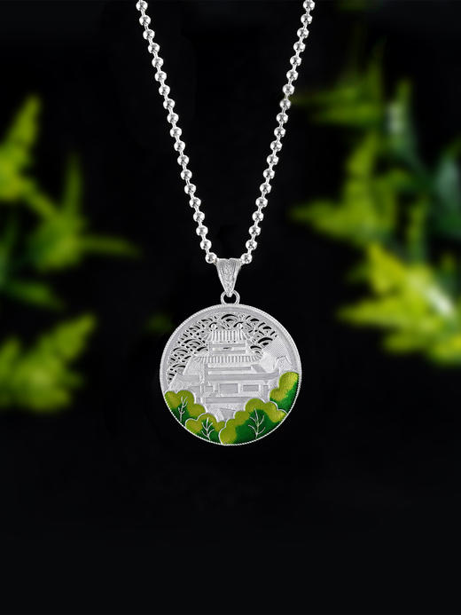 子佩集S990银【阁下天心】套链项链【DSDZ007】纯银花丝珐琅彩大师工坊原创作品2509 商品图5