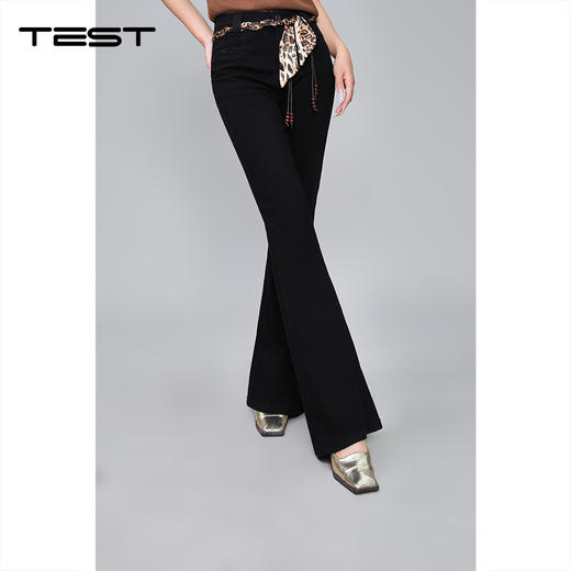 秋上新时尚百搭黑色喇叭牛仔裤3253052 商品图0